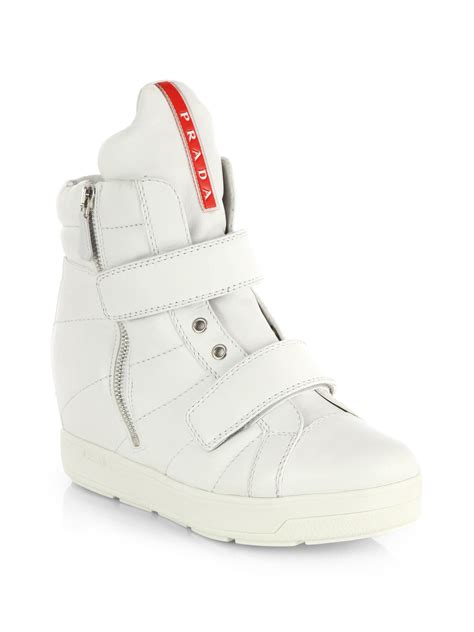 prada leather wedge sneaker